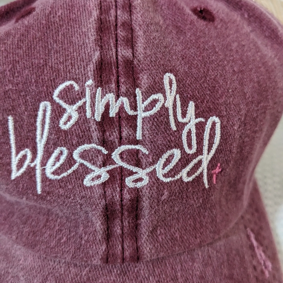 🧢 NEW Ponytail Hat Simply Blessed Red Adjustable - Picture 3 of 6
